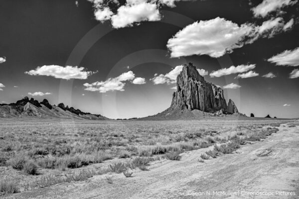 View Towards Tsé Bit’ai’i, Shiprock, New Mexico | Black & White Fine Art Photography Print for Sale | Chronoscope Pictures